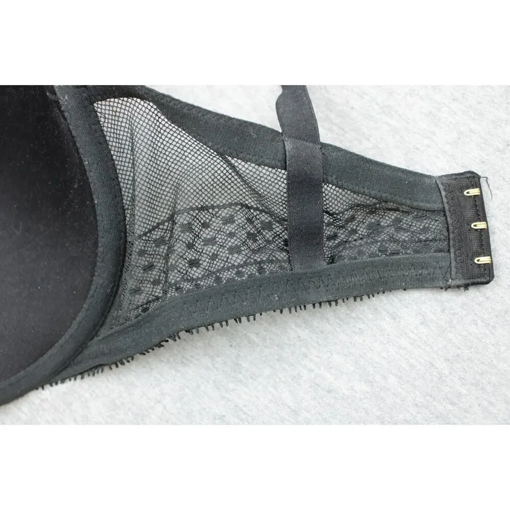 Victoria's Secret Bra Womens 34DDD Black Incredible Plunge Lace Adjustable Strap